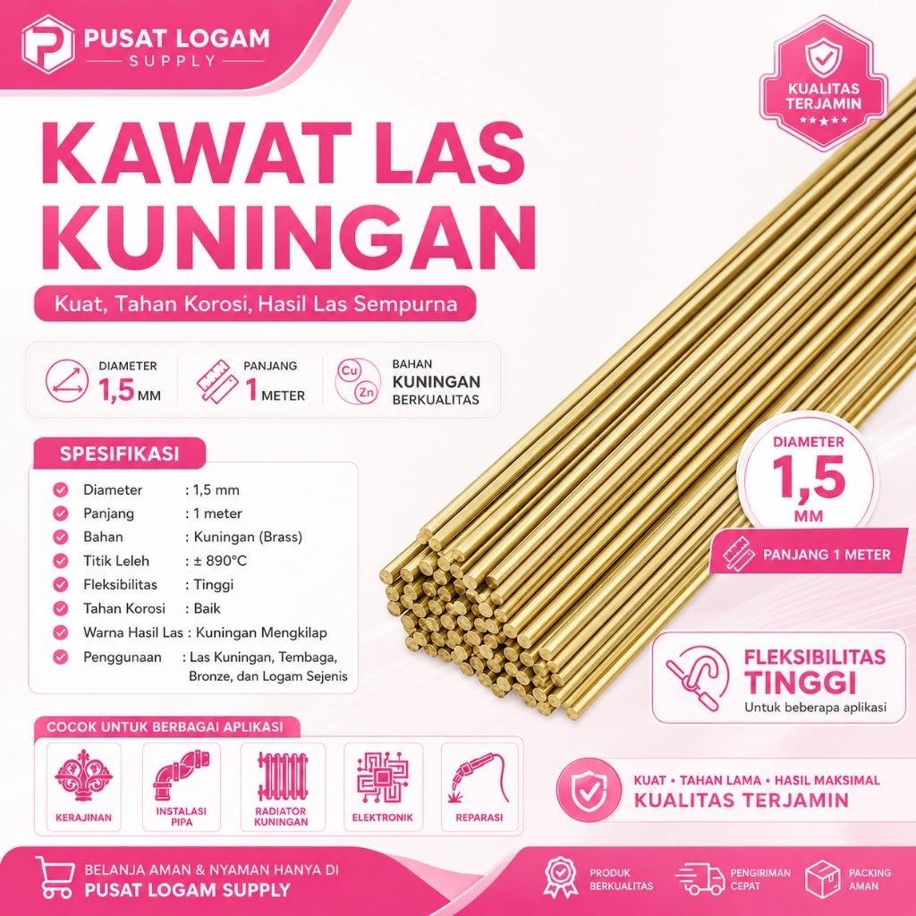Kawat las kuningan 1,5mm x 1 meter