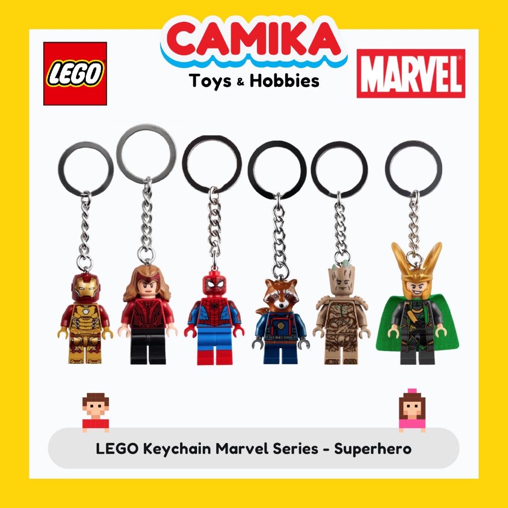 LEGO Keychain Marvel Series - 100% LEGO ORIGINAL - Gantungan Kunci Scarlet Witch Spiderman Ironman R