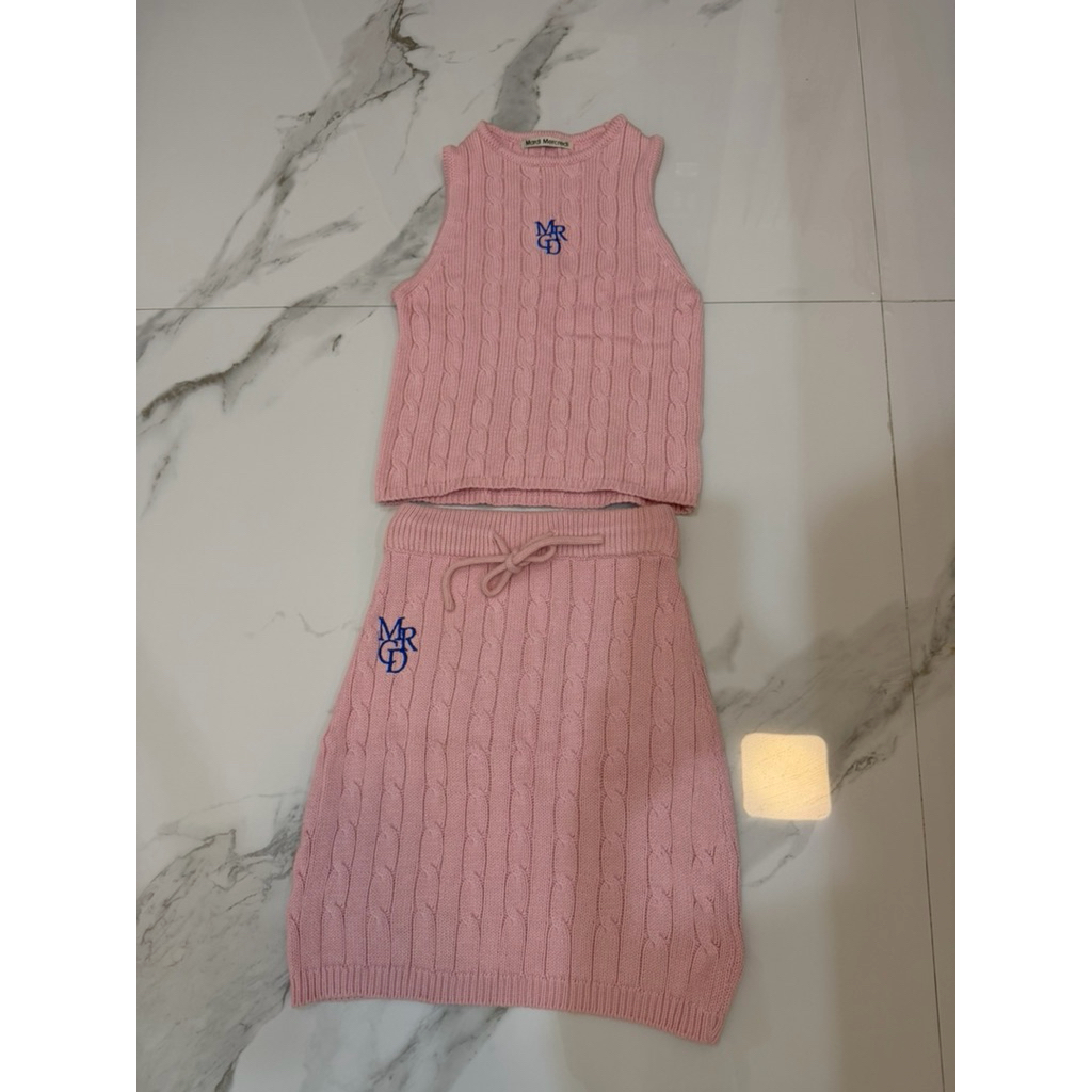 Mardi Mercredi Cable Top & Skirt Pink (preloved)