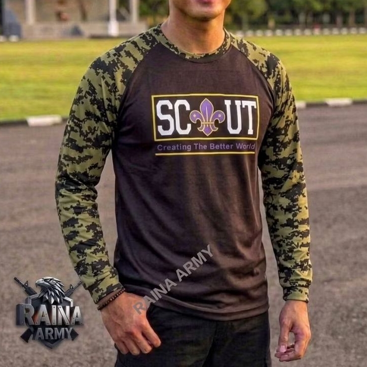 kaos scout kaos pria wanita pramuka t-shirt shirt coklat loreng pramuka