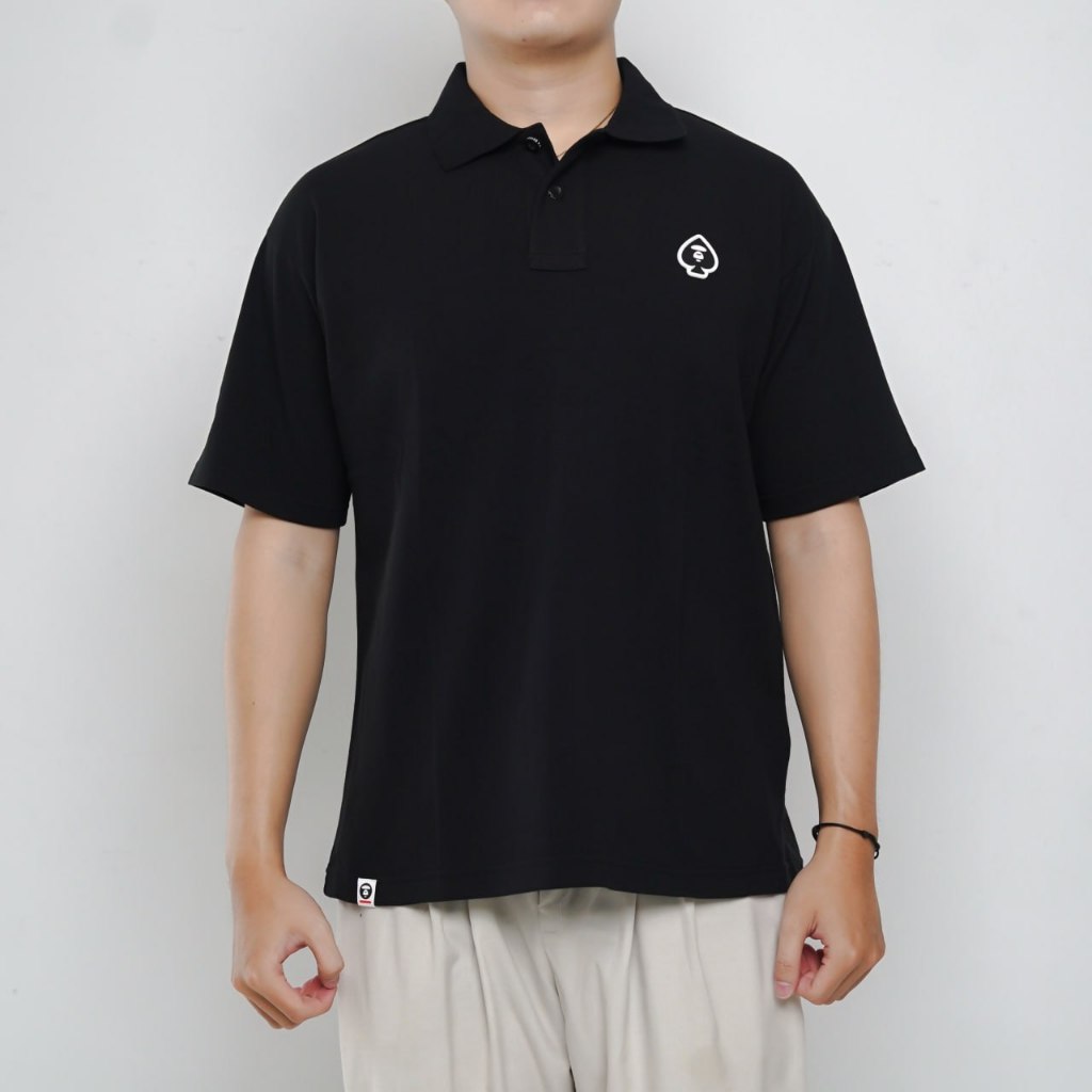 Polo AAPE SPADES PATCH POCKET WHITE BLACK POLO 100% ORIGINAL