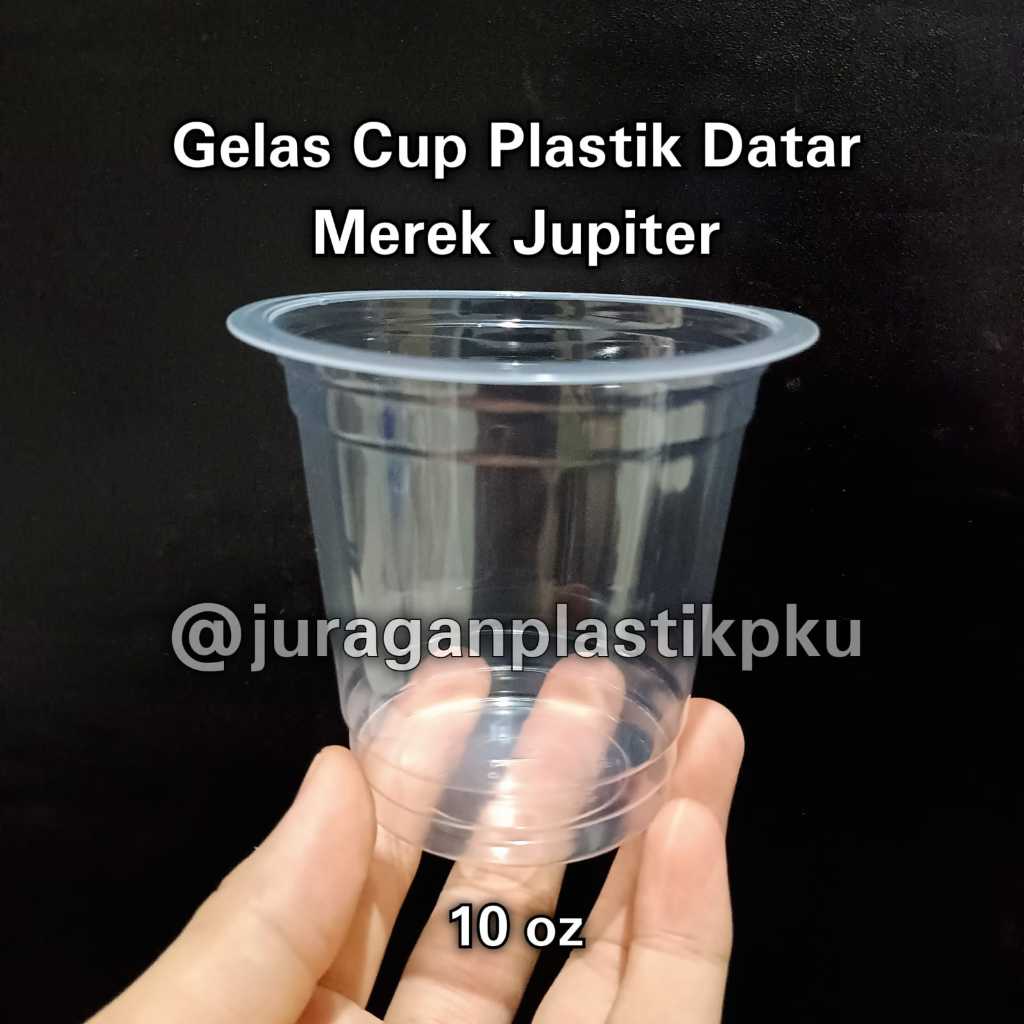 Gelas Cup Plastik Datar 10 oz isi 50 pcs/pack | Minuman Bubur Kacang Hijau 10oz 300ml 300 ml