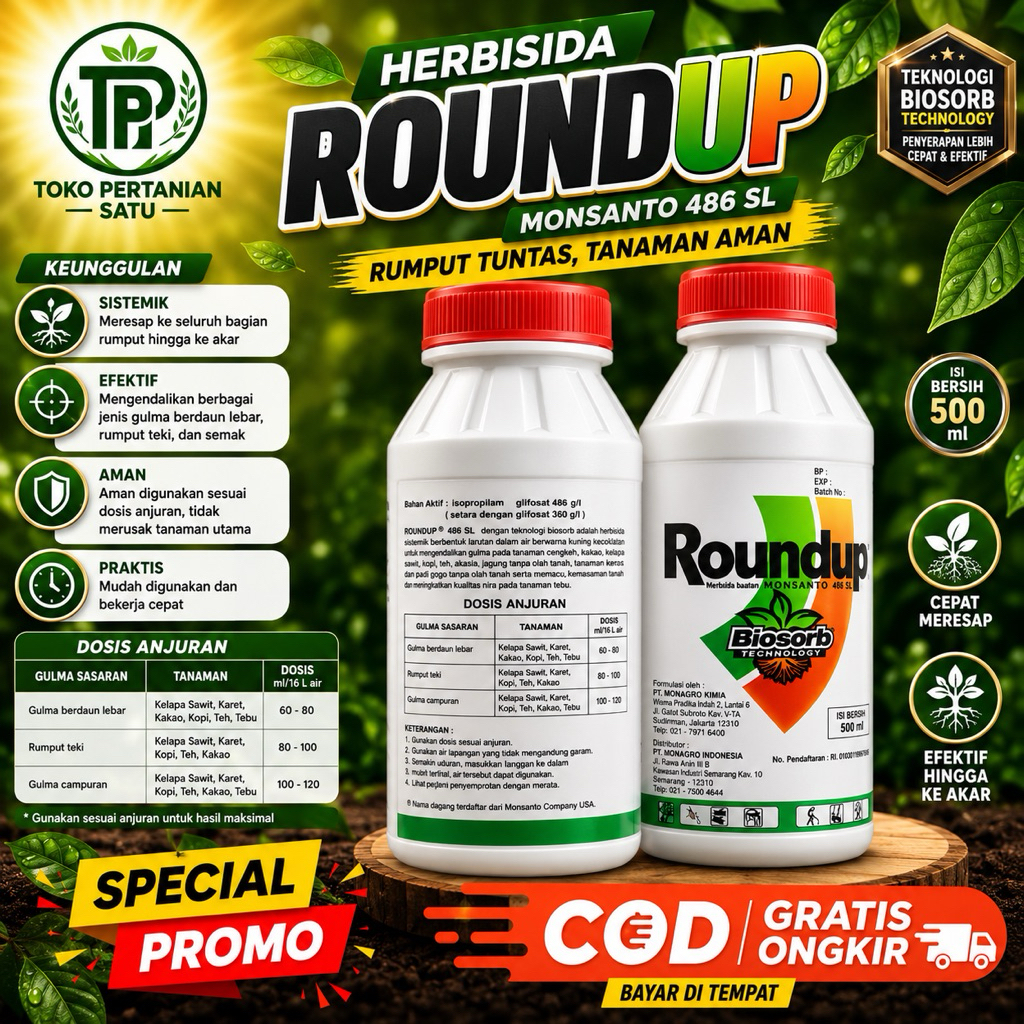 Roundup obat pembasmi rumput 200 ml//Herbisida Roundup 486SL /Obat Pembasmi Rumput//Obat Ilalang/Oba
