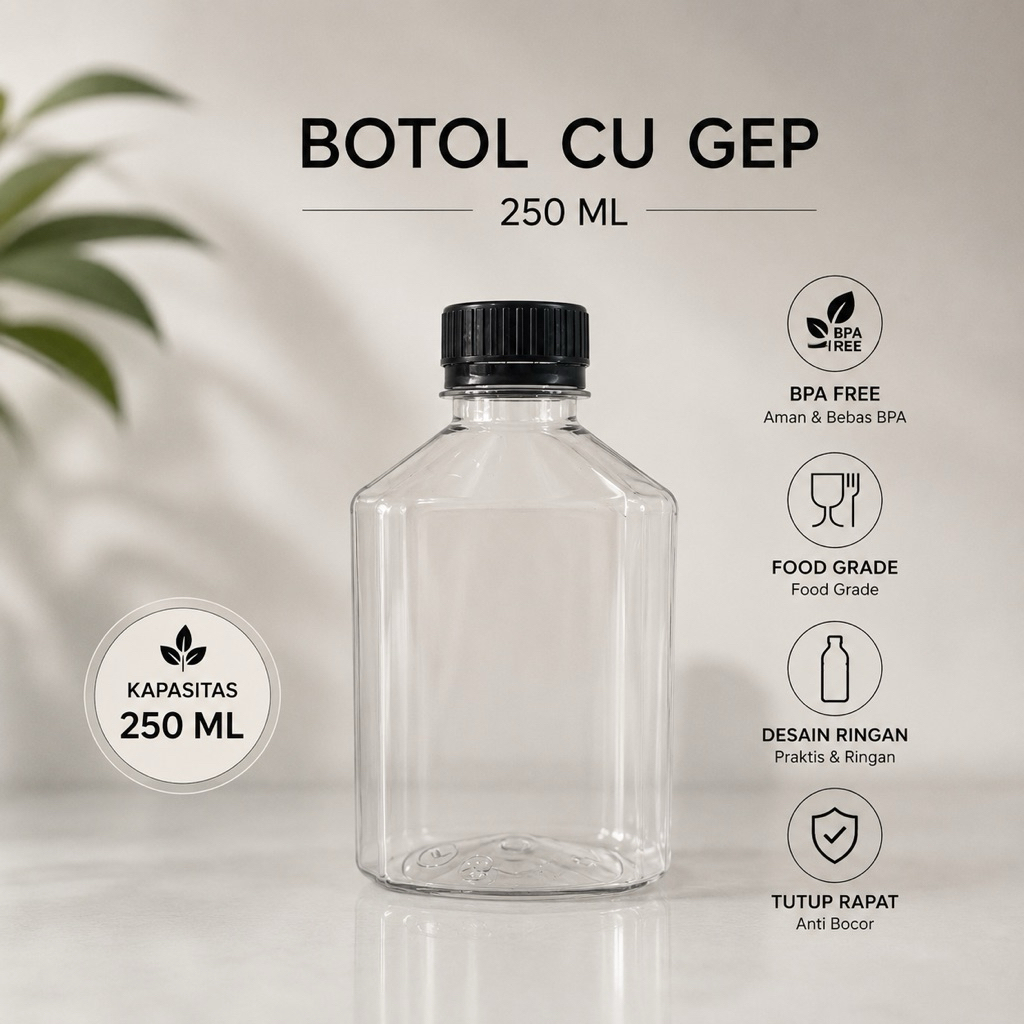 Botol plastik 250 ml mansion unik cu gep kotak tebal minuman unik botol jamu botol susu