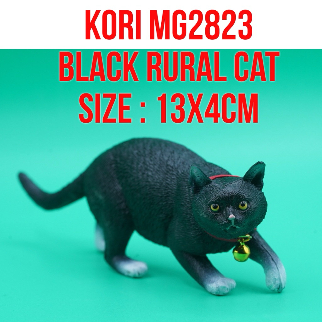 KORI MG2823 Black Rural Cat With Bell Kucing Hitam Kampung Liar Domestik Felis Catus | Mainan Figure