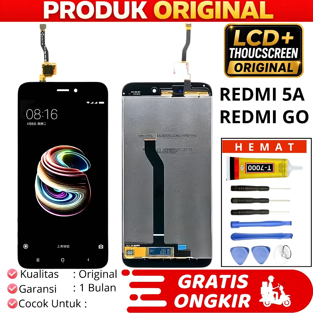LCD XIAOMI REDMI 5A / REDMI GO HITAM / LCD XIAOMI REDMI 5A / REDMI GO PUTIH ORIGINAL