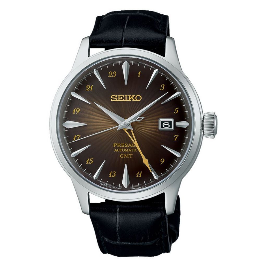 Jam Tangan Pria SEIKO Presage GMT SSK039J1 ssk039 Cocktail Time Rusty Nail Brown Dial Automatic Orig