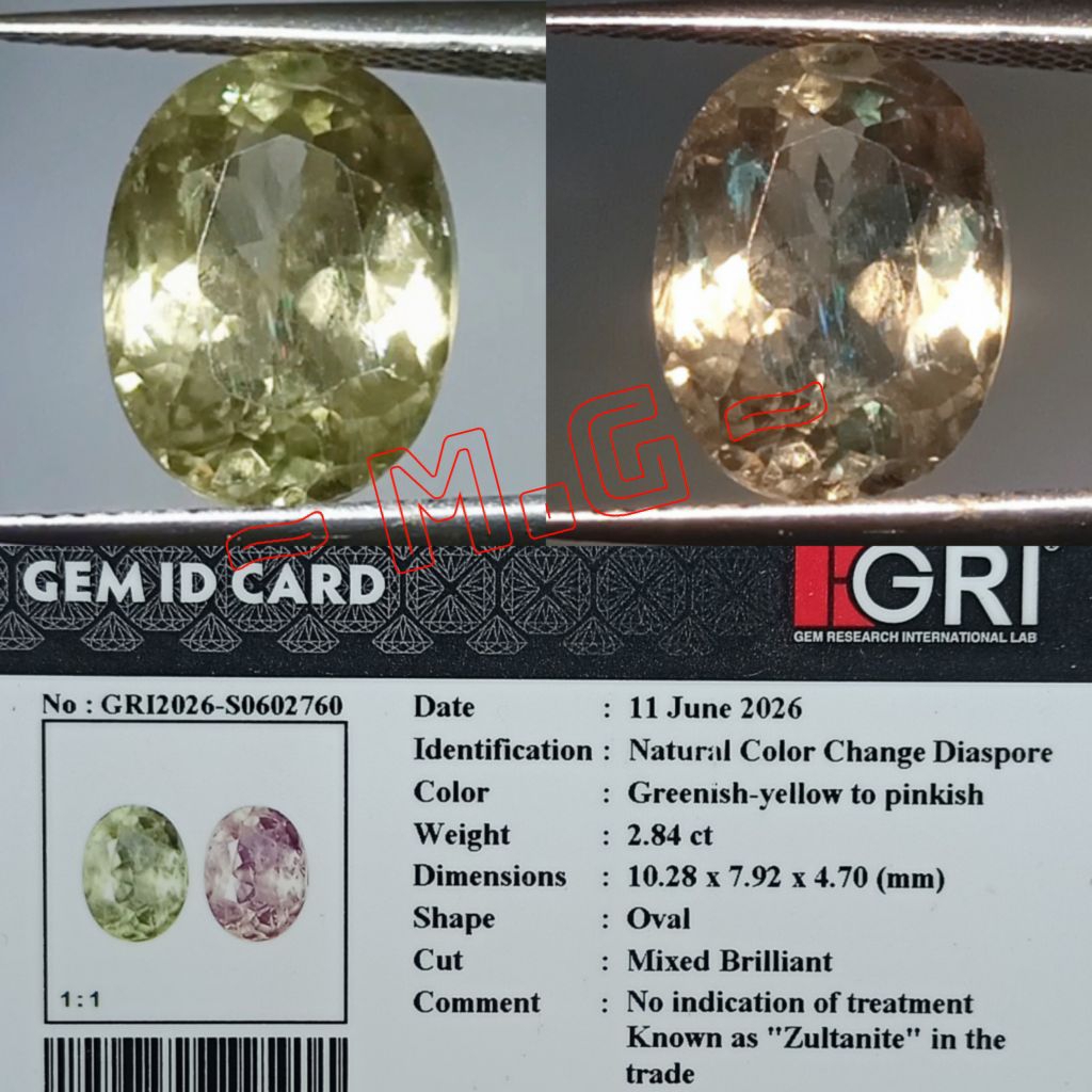 NATURAL PERMATA COLOR CHANGE ZULTANITE DIASPORE TURKEY 2.84 CARAT CUTTING OVAL GREENISH YELLOW TO PI