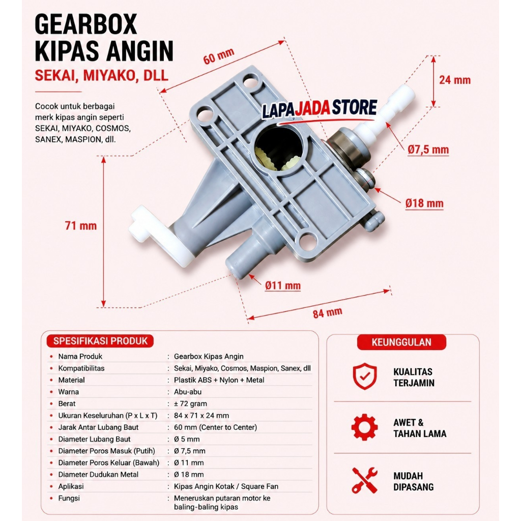 GEARBOX  KIPAS ANGIN  KOTAK/ GEARBOX KIPAS ANGIN KOTAK