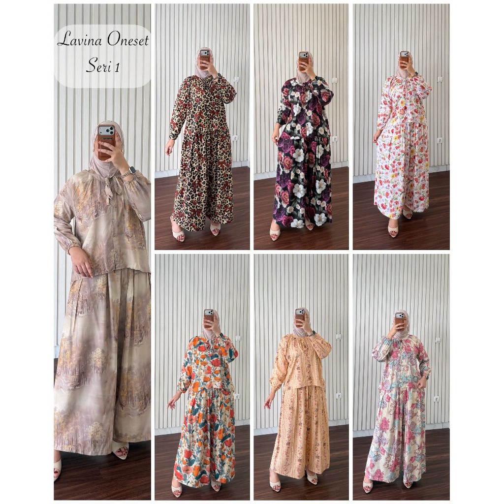 ONESET ANISA/LAVINA SET/SETELAN RAYON PREMIUM/ONESET BAJU TIDUR/SET PIYAMA BUNGA/ONESET KULOT RAYON