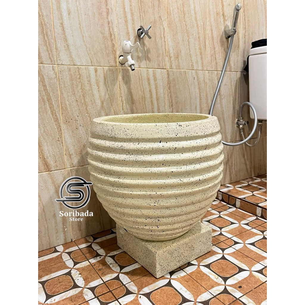 Bak Mandi Semitraso Batu Alam Unik dan Keren | Bak Traso | Bak Mandi Estetik | Gentong Air | Bak Man