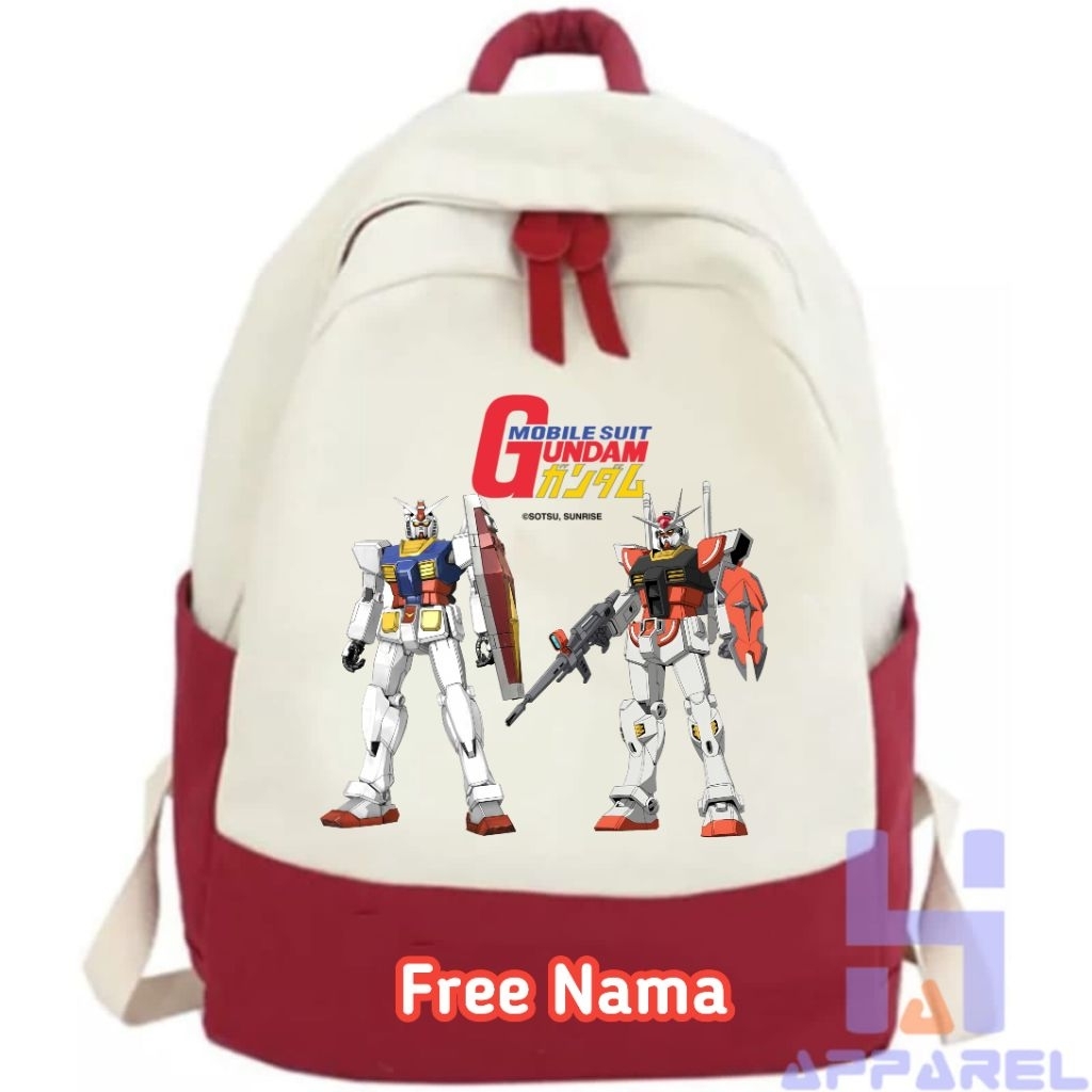 TAS RANSEL ANAK MOTIF ROBOT GUNDAM BAHAN PREMIUM FREE NAMA