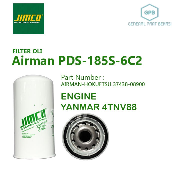 Oil Filter Oli Airman PDS-185S-6C2 37438-08900 Jimco