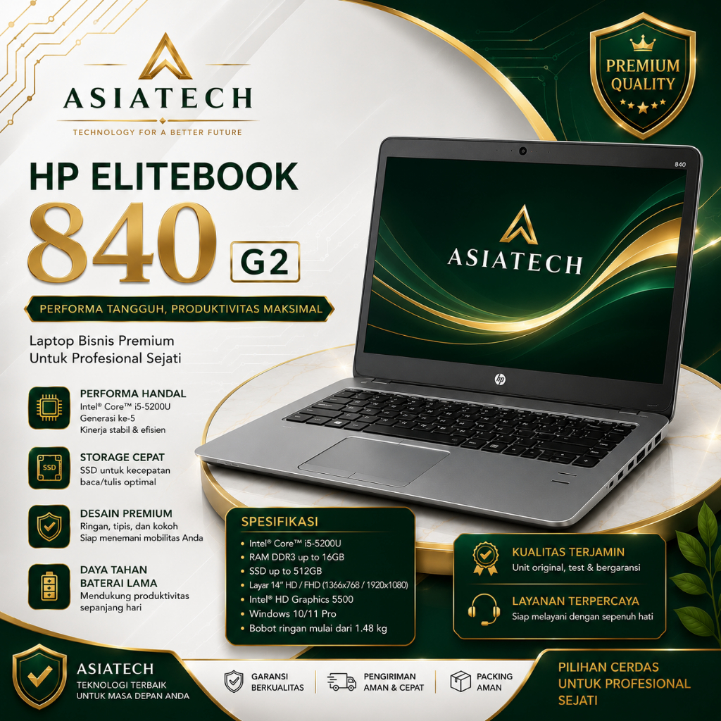 Laptop HP Ellitebook 840 G2 CORE I5 GEN 5 RAM 16GB SSD 512GB