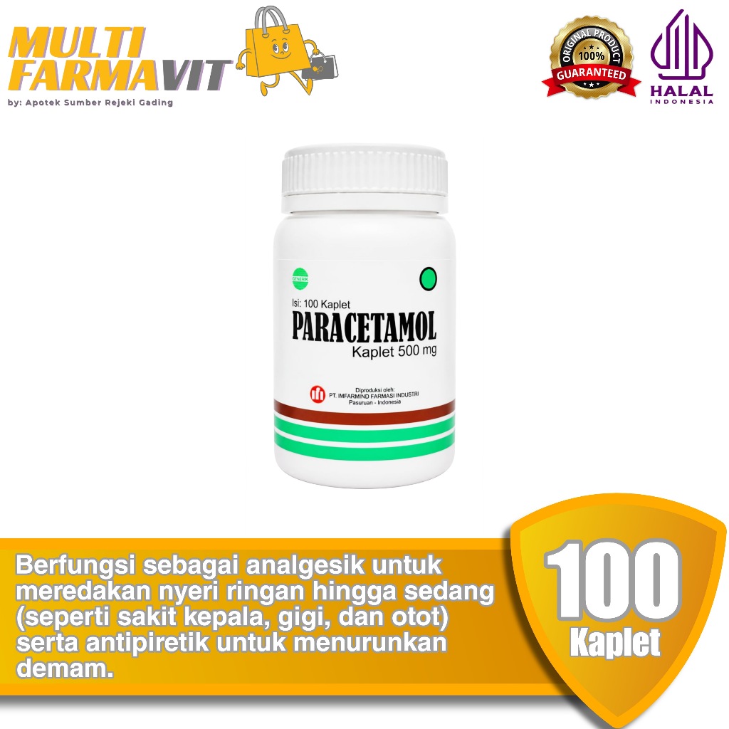 Paracetamol 500mg Imfarmind - Botol 100 Tablet