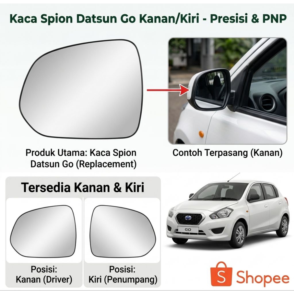 kaca spion refil datsun go kaca isi ulang spion datsun go cermin spion datsun go kanan atau kiri tan