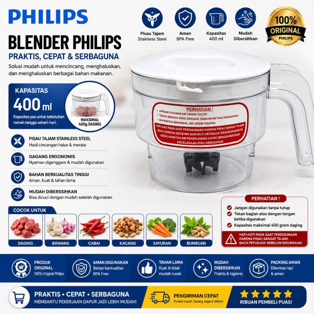 CCHOPER DAGING PHILIPS CHOPPER DAGING PHILIPS / PENGGILING DAGING PHILIPS HR 2115/2116/2061/2071