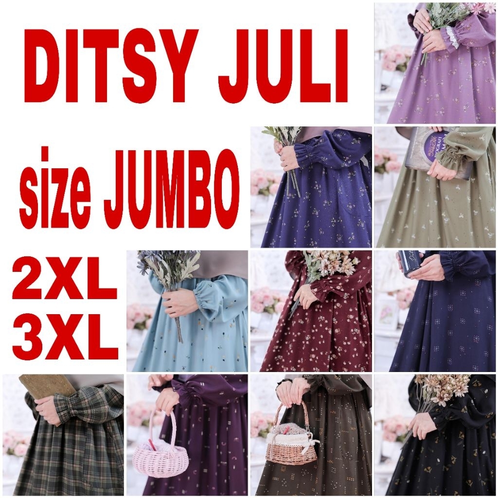 Ditsy JULI SIZE JUMBO 2XL - 3XL, soleia mauve, soleia ink navy, reenia thistle, reenia khaki, faelee