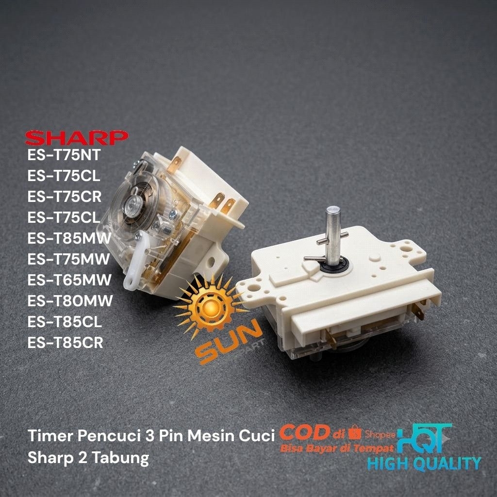 Timer pencuci sharp 3 Pin Transparan ES-T75NT ES-T75CL ES-T75CR ES-T85MW ES-T75MW ES-T65MW