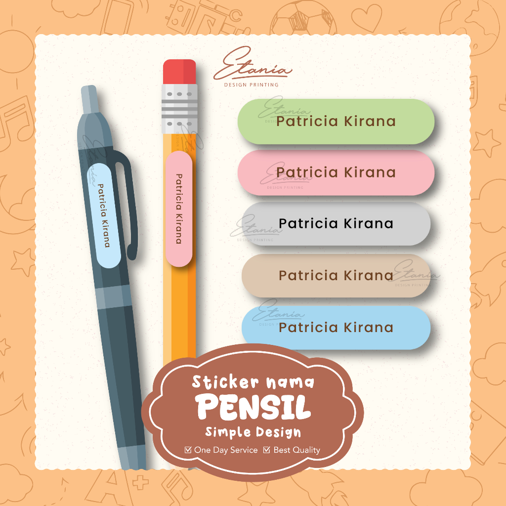 Stiker Nama Anak Waterproof Pensil Pen Crayon Buku Label Nama ATK