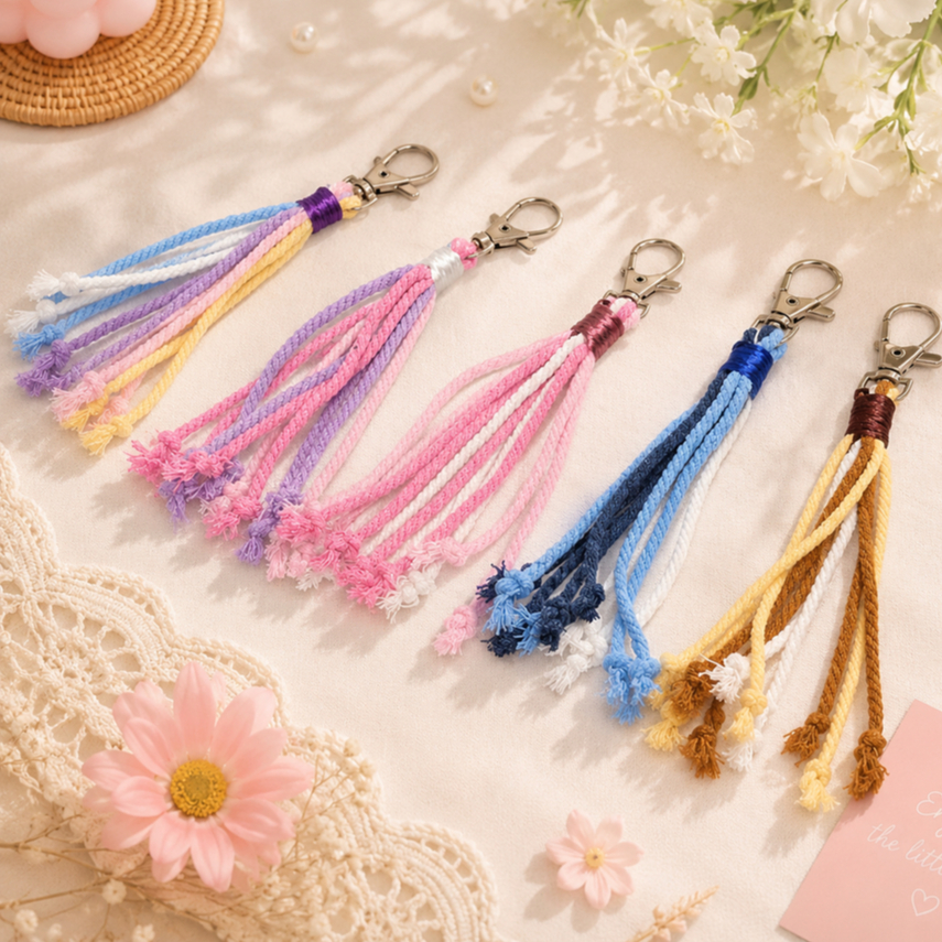 Macrame Souvenir/Macrame Keychain/Macrame Keyring/Gantungan Kunci (Souvenir Pernikahan)