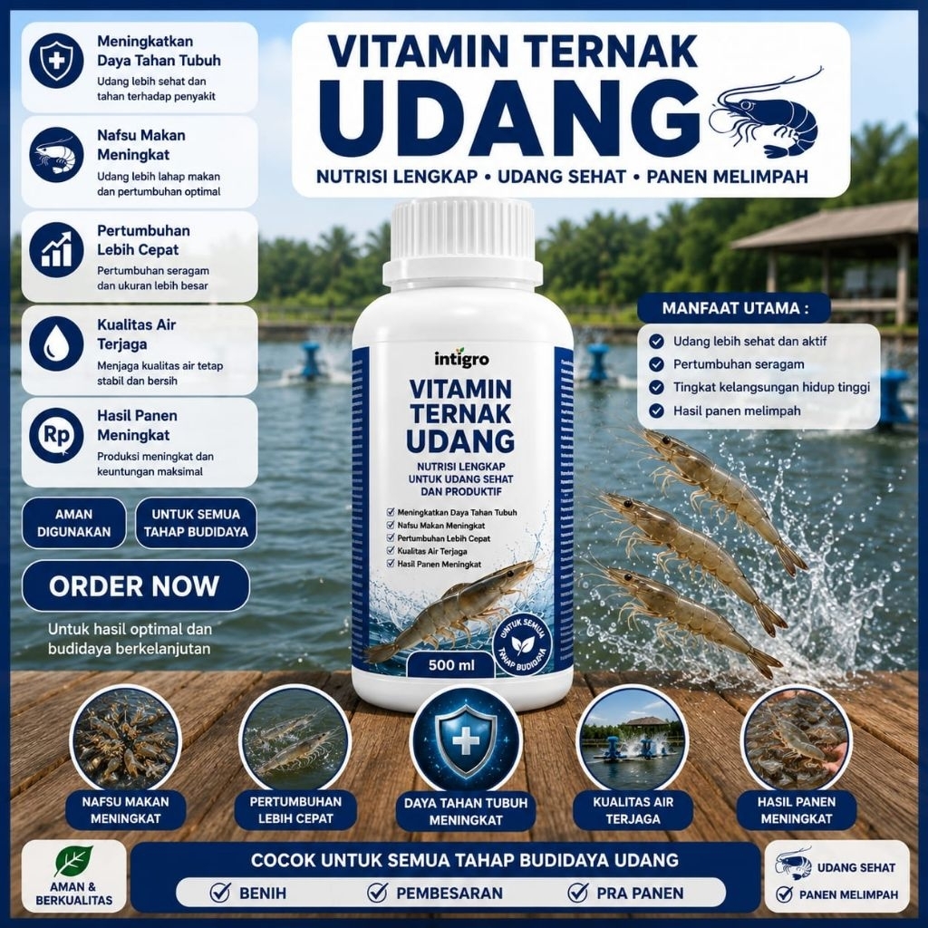NUTRISI VITAMIN PROBIOTIK UDANG VANAME PAKAN UDANG 500ml