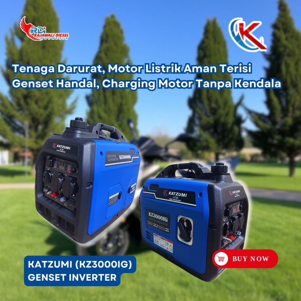Genset KATZUMI PORTABLE INVERTER KZ3000IG 1 PHASE 2200 WATT Bensin