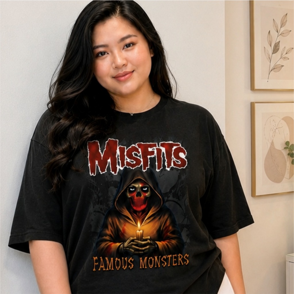 Kaos Oversize Streetwear Misfits Famous Monster Cotton Combed 30s Kaos Pria Wanita M-2XL