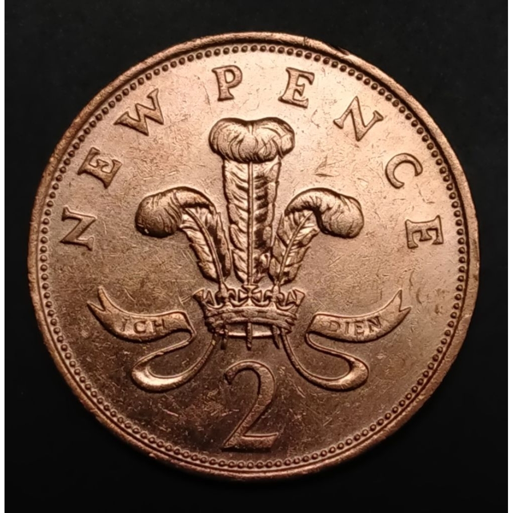 Koin Kuno Inggris 2 Pence tahun acak koleksi antik