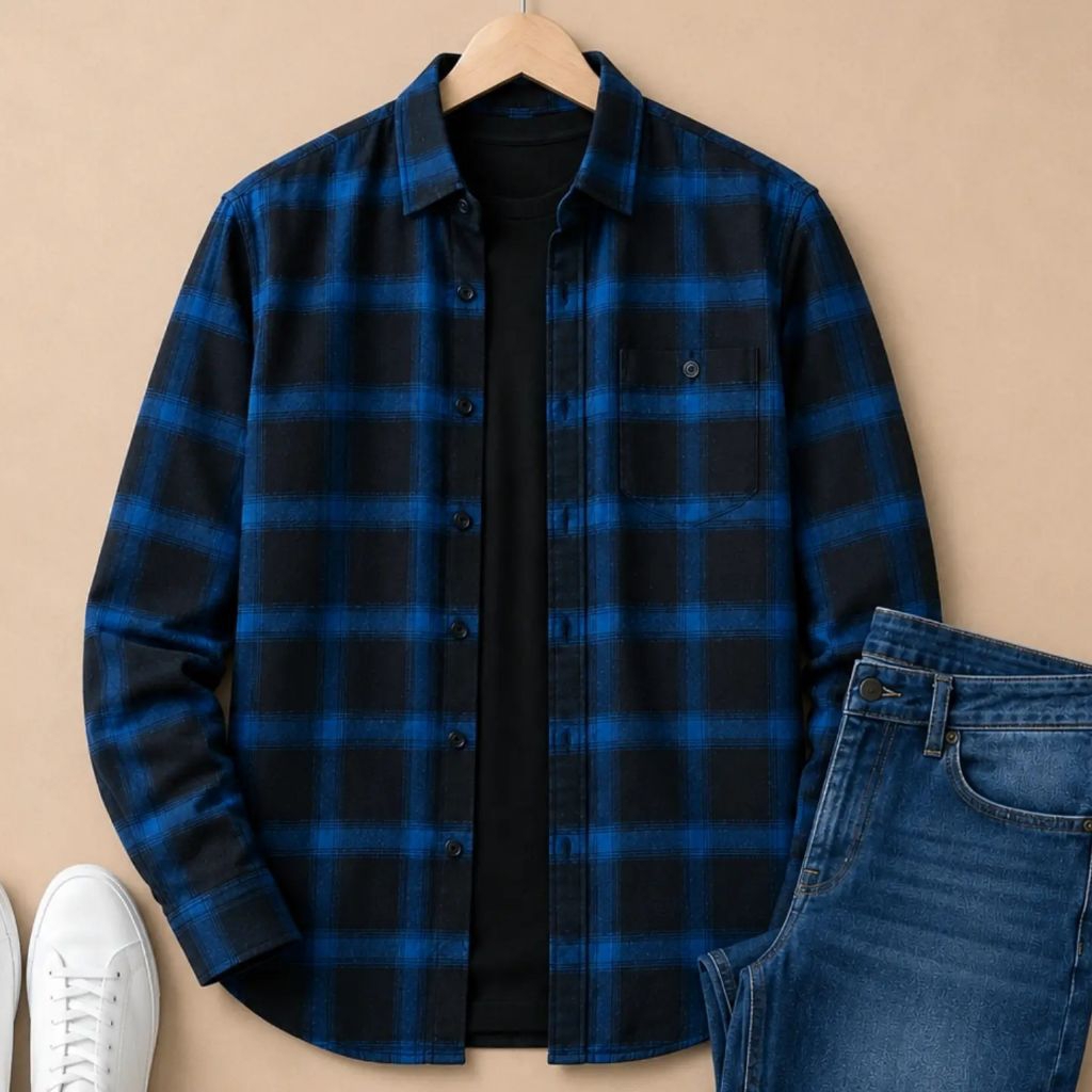 F2D Kemeja Flanel Grey Blue Elegant Best Seller / flanel/hem pria/ flanel pria/ kemeja flanel/ eight