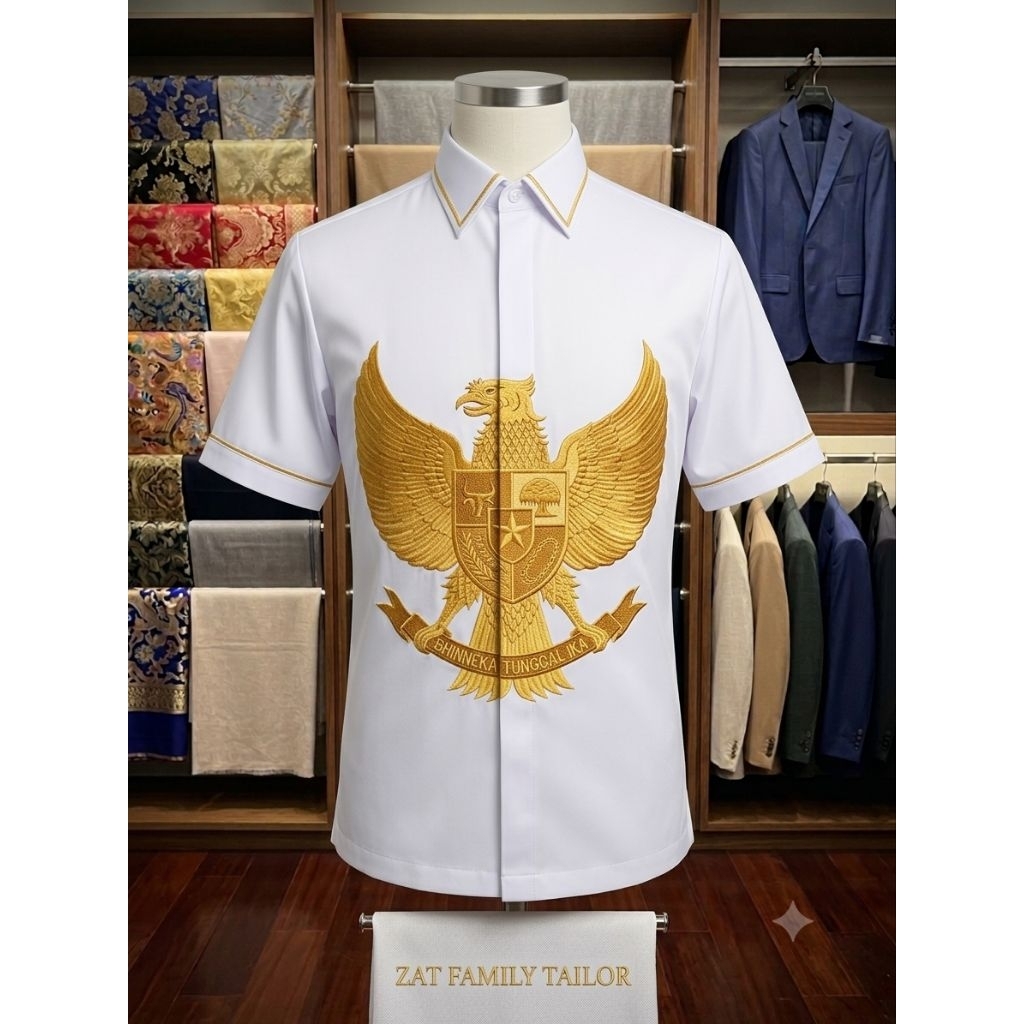 KEMEJA BORDIR MOTIF BURUNG GARUDA