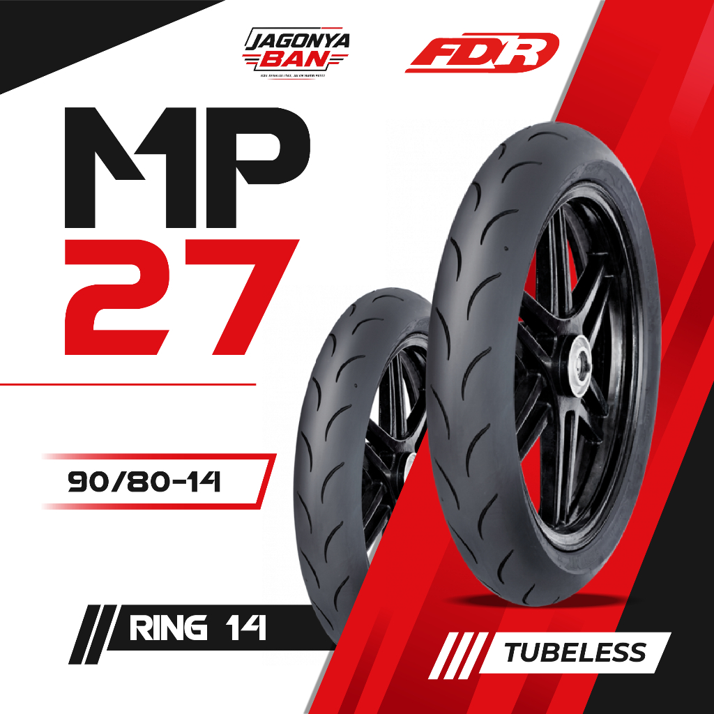 Ban Motor Racing Matic FDR MP27 Racing Ban Tubles 90/80-14 Depan Belakang Soft Compound MP 27