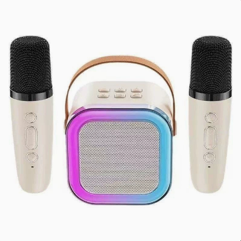 Mini Bluetooth Karaoke Speaker Set with 2 Microphones, All-in-One Home KTV Karaoke Audio