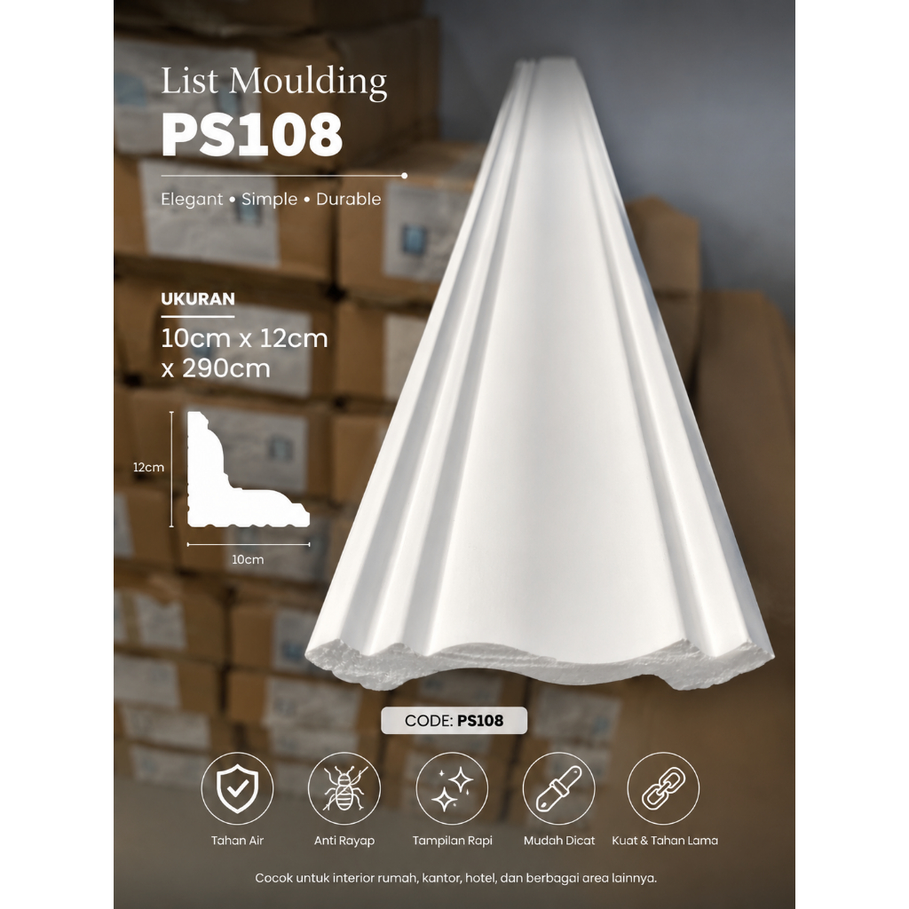 Wall Moulding List Plafon PVC Premium  Lis Molding Dinding Plavon Rumah