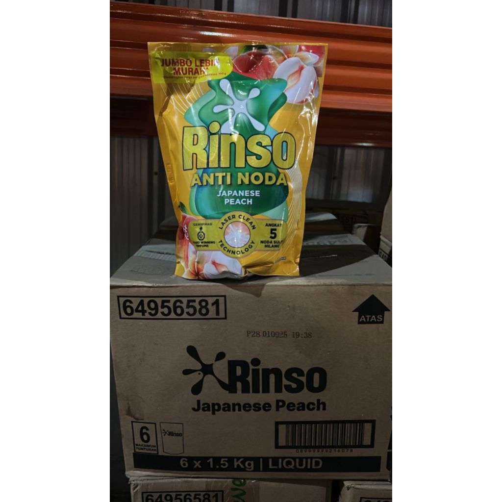 rinso cair liquid 1.5 liter 1 dus isi 6