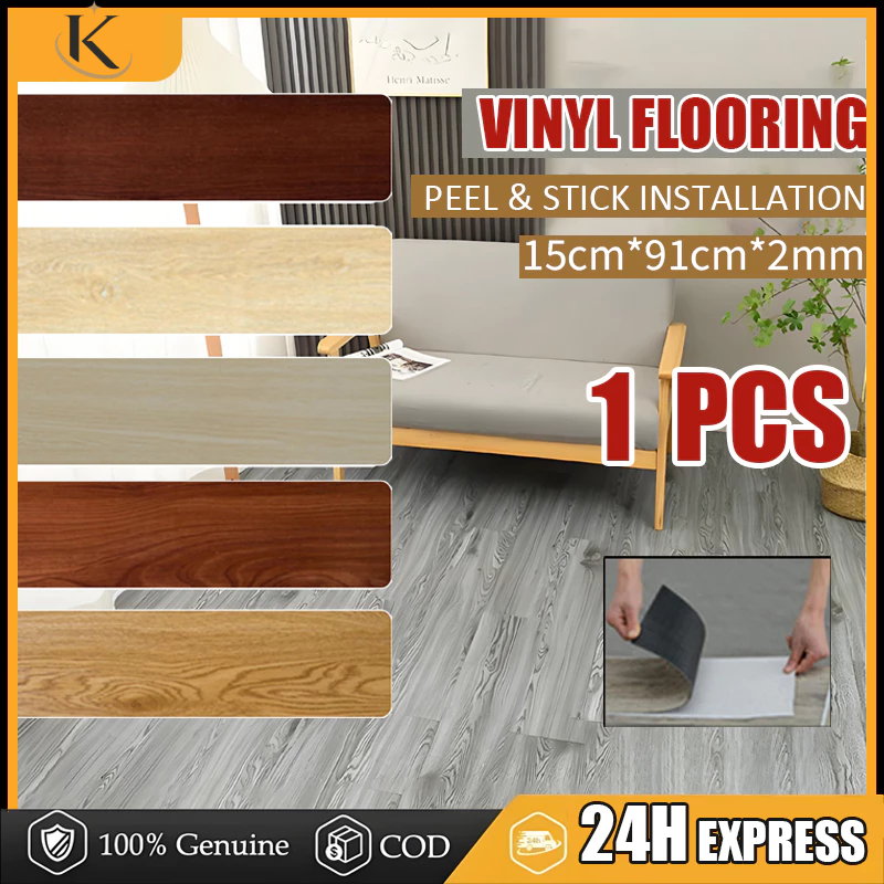 Vinyl lantai parket pvc lantai vinyl motif kayu dengan Lem stiker lantai semen kasar anti air