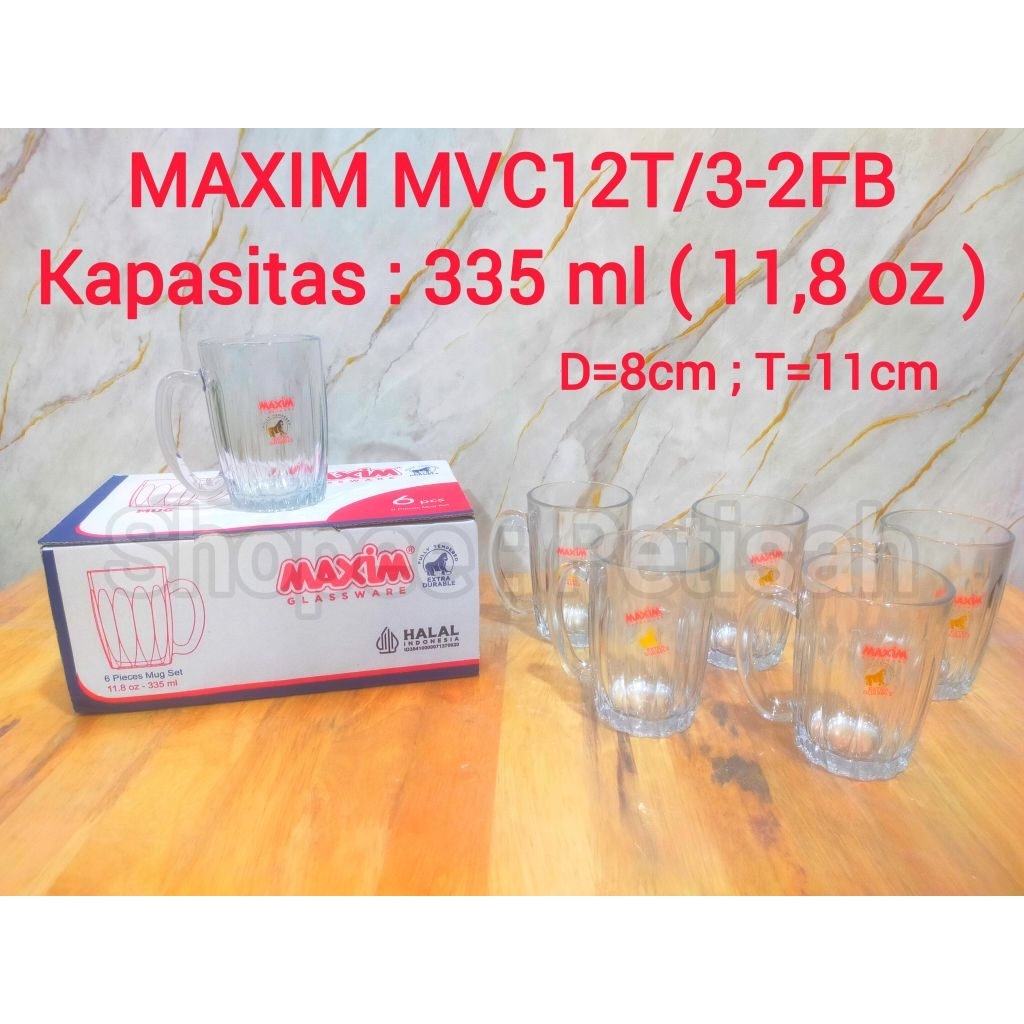 Gelas Kaca Maxim 335ml MVC12T/3-2FB (6pcs) / Gelas Teh Kaca Maxim / Gelas Teh Manis / Gelas Kaca Gag