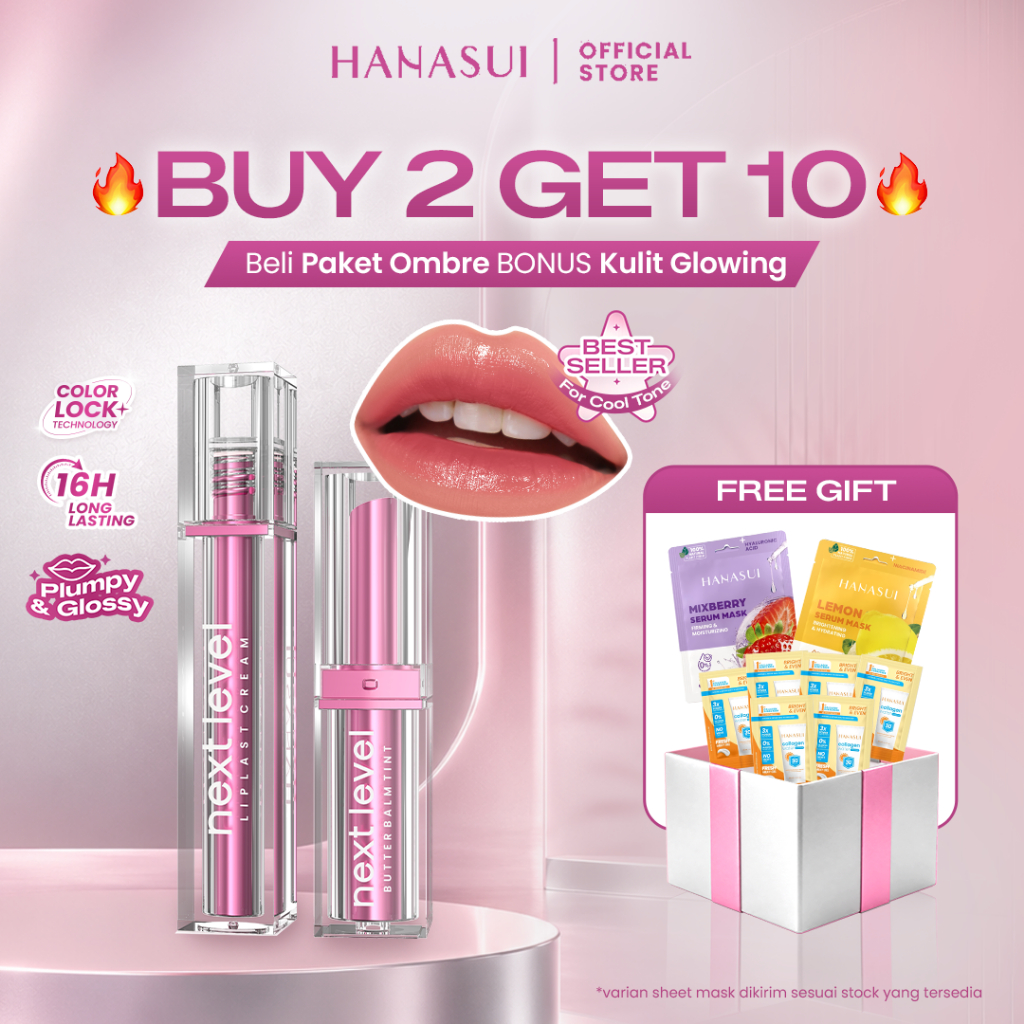 [B2G10] Hanasui Next Level Paket Ombre Signature Glossy Super Hemat Beli Paket Ombre Bonus Kulit Glo