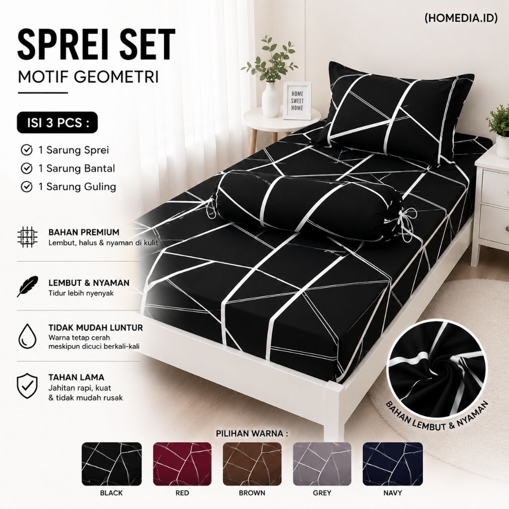 Sprei single motif geometri