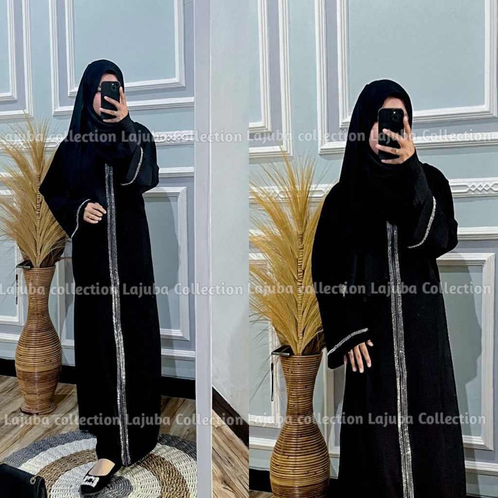 ABAYA ZY WHITE PERMATA ZIPER SAMPEK BAWAH KEKINIAN MEWAH