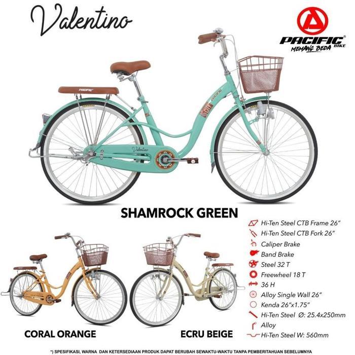 PACIFIC CTB Sepeda Mini 26" - 24" Keranjang Dewasa Perempuan Valentino