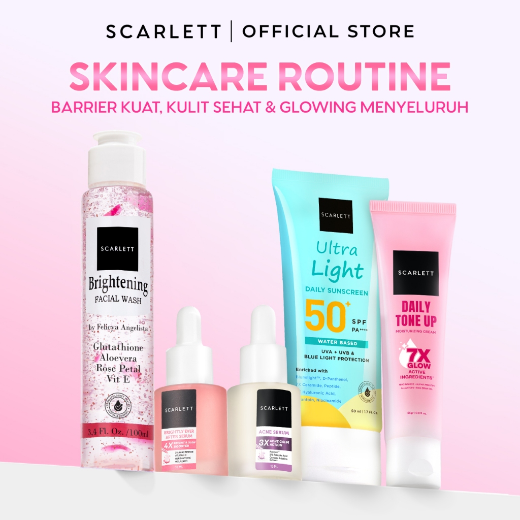SCARLETT Face Care Satuan( Facial Wash, Toner, Serum, Moisturizer, Face Mist, Peeling gel, Sunscreen