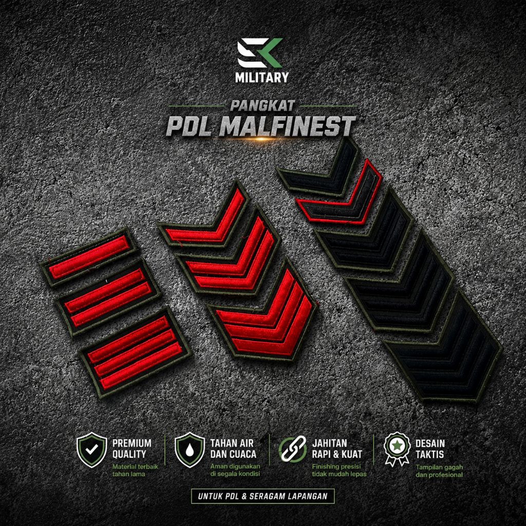 Pangkat Bordir Atribut PDL Malfines Prada sampai Serma TNI (1 set)