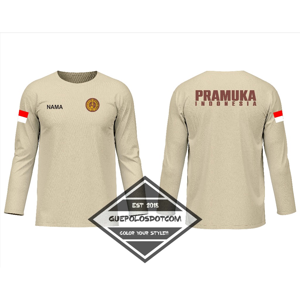 KAOS T-SHIRT PRAMUKA INDONESIA FREE NAMA - BAJU PRAMUKA INDONESIA FREE NAMA - KAOS PRAMUKA INDONESIA