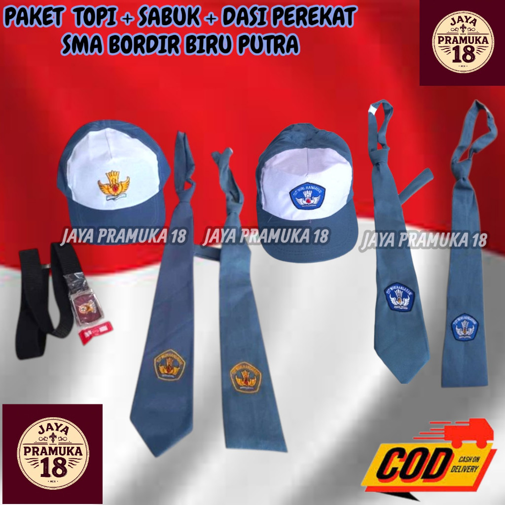 Paket topi dasi sabuk sekolah SMA / dasi SMA/ topi SMA /sabuk SMA