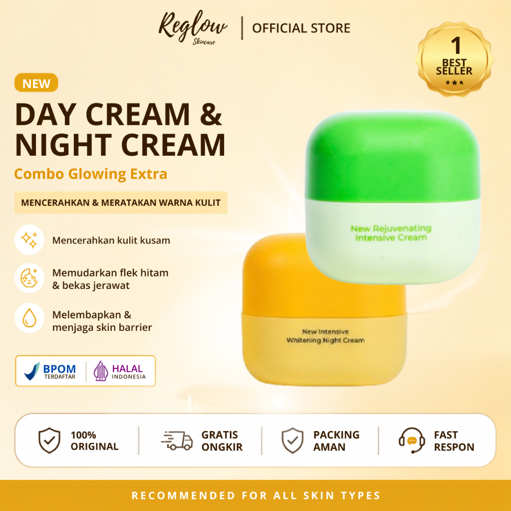 Reglow Rejuvenating Intensive Cream & Reglow Intensive Whitening Night Cream - Samarkan Flek Hitam d