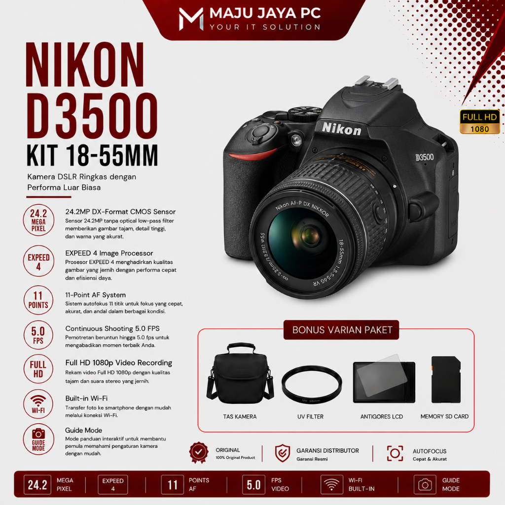KAMERA NIKON D3500 / NIKON D3500 KIT 18-55MM VR BARU ORIGINAL