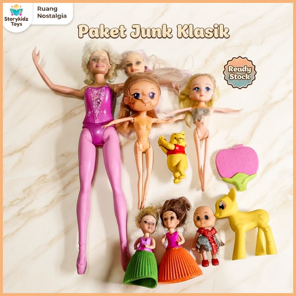 Paket Boneka Junk Klasik Lot Mainan Anak Preloved Bundle Barbie Winny The Pooh Pony