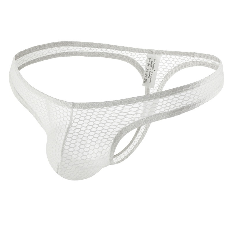 VANSKOOS Mesh Thong CD Celana Dalam Pria Thong Jala Jaring Putih D4012W