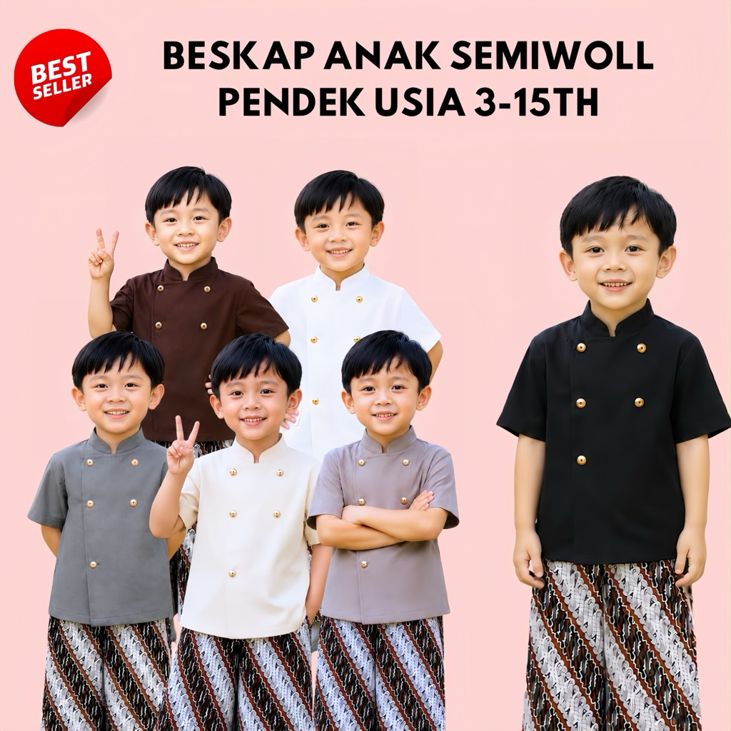 BESKAP ANAK SEMIWOLL SETELAN ANAK BESKAP LAKI LAKI BESKAP PREMIUM LENGAN PENDEK